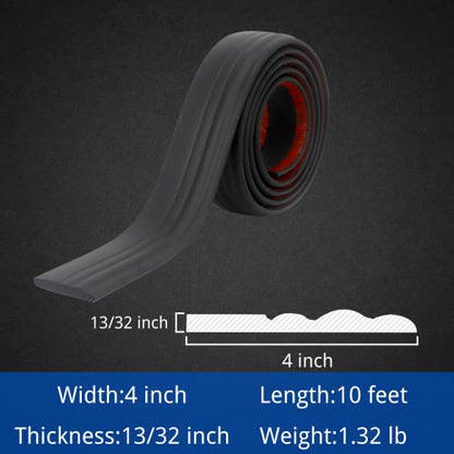 COUKIU Flexible Baseboard Molding Trim, Peel and Stick Rubber Wall Base Moulding Trim, 4 Inch x 10 Feet Self-Adhesive Vinyl Cove Base (Black) - color: Black, size: 4in x 10FT