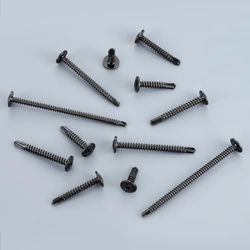 Self Drilling Screws for Metal,#10 x 3/4 Inch 130Pcs Sheet Metal Modified Truss Head,410 Stainless Steel Black Zinc Plated Self Tapping Screws - color: Black Self Drilling, size: 10x3/4"