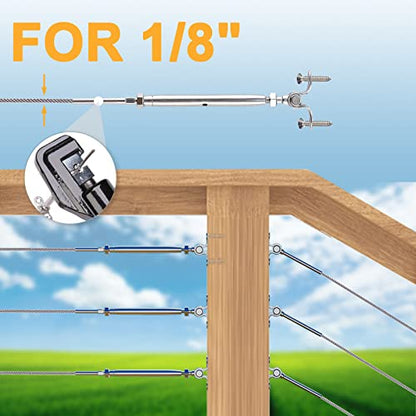 WAYSKA 36 Pairs T316 Stainless Steel Cable Railing Kit Fit 1/8" Wire Rope - size: 1/8 Inch(36 Pairs), style: Fit for 1/8" Wire Rope