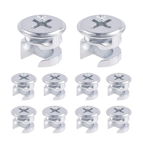 10Pcs Cam Lock Fasteners 10x12mm(0.39"x0.47") Silver Plated - size: 10x12mm Sliver