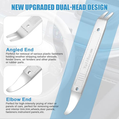 4140 Dual-purpose Steel Pry Bar, Multi-Function Trim Removal Tool for Automotive Panel,Planes Panel, Interior &exterior Trim Removal (Silver Pry Tool 2pc) - size: Double Head silver 2pcs