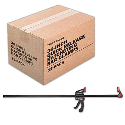 POWERTEC 36" Bar Clamps/Spreaders 12 Pack, Trigger & Ratchet Quick Grip Clamps for Woodworking, Gluing & DIY Projects - style: 36", 12PK