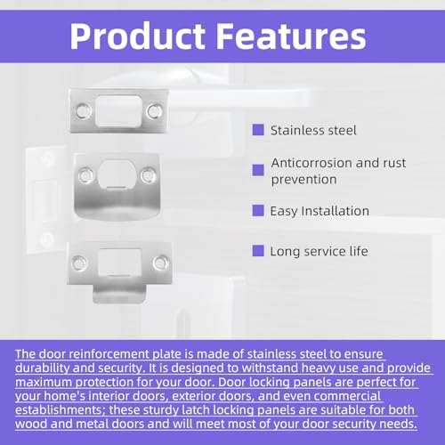 15-Pack Universal Door Lock Strike Plates - Stainless Steel Reinforcement Kit (3 Types) with Screws & Boxes
