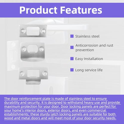 15-Pack Universal Door Lock Strike Plates - Stainless Steel Reinforcement Kit (3 Types) with Screws & Boxes