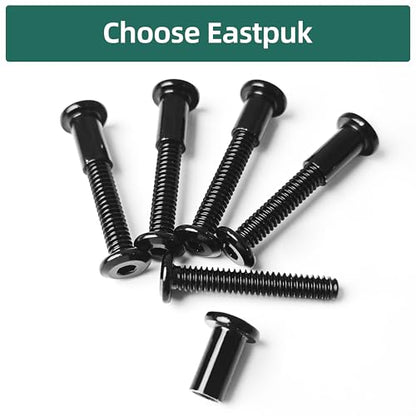 40Pcs 1/4-20 x 3 Flat Socket Head Cap Screws Bolts Barrel Nuts Kit, 304 Stainless Steel 18-8 Furniture Bolts Screws and Nuts, Black Oxided - size: 1/4 x 3"