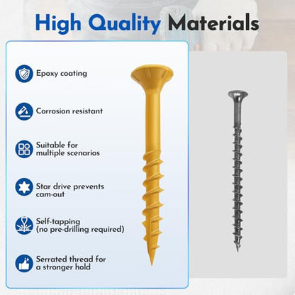 #8 x 1-5/8" Deck Screws Wood Screws, Torx Flat-Head Exterior Screws, T25 Star Bit Includeds (710PCS 5LB Box) - size: #8x1-5/8"