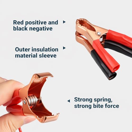 5Pair Alligator Clips Electrical, 50A 3.1inch Heavy Duty Insulated Pure Copper Charging Battery Clips Alligator Clamps, Spring Loaded Truck Car Electrical Battery Test Jumper Lead Probe