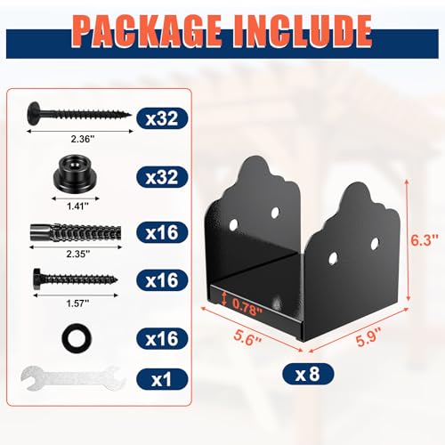 6x6 Post Base, 8Pcs Stainless Steel Adjustable Post Anchor Bracket - size: 6x6