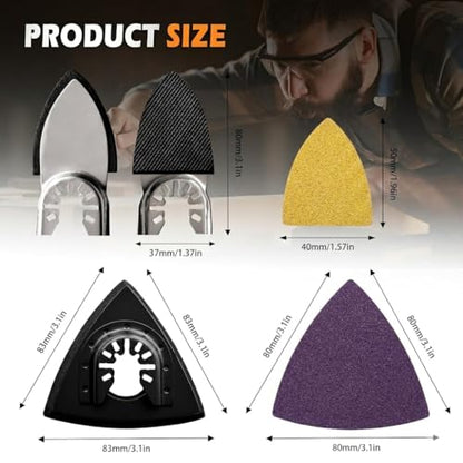 Oscillating Tool Sanding Pads Kit 114Pcs - size: 114 Triangle and Finger Sanding pads