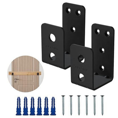NACETURE Heavy Duty Door Barricade Brackets, Black, 2 Pack - style: Black 2 Pack