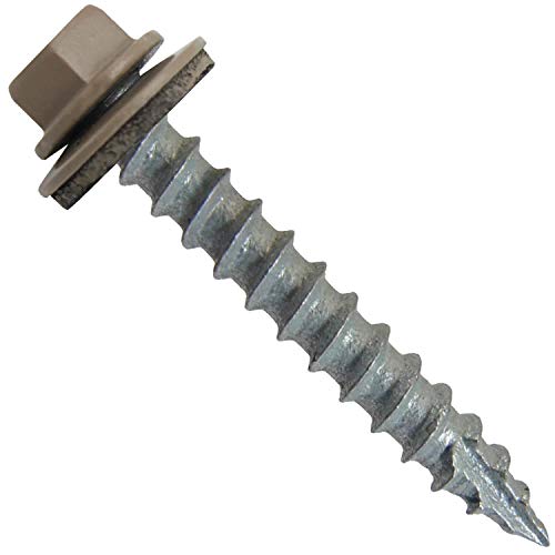 14 x 1-1/2" Buckskin Metal Roofing Screws - Hex Washer Head- Self-Starting/Tapping - EPDM Washer. 3 X 250 Bags - 750 Screws - color: BUCKSKIN, size: 1-1/2"