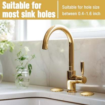LEIFIDE 2 Pcs Kitchen Sink Faucet Hole Cover, Antique Gold - color: Antique Gold