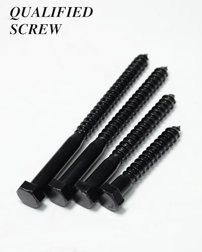 (1Box) 1/4" x 3-1/2" Hex Head Lag Screws Bolts with Flat Washers, 15Sets Black 304 Stainless Steel 18-8 Heavy Duty 1/4 Lag Bolts for Wood with Hex Socket - size: 1/4" x 3-1/2", style: 1-Box