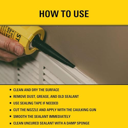 Stanley S421 RTV Silicone Caulk Black (1 x 10.1 fl.oz.) - 100% Waterproof Industrial-Grade Silicone for Kitchen, Bathroom, Shower, Window, Door, Indoor & Outdoor Use - size: 1 Pack