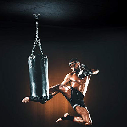 Yes4All Punching Bag Hanger, Stainless Steel Swivel Chain with 4 Snap Hooks for Heavy Bag, Gym Swing, Trapeze, and Hammock - color: Wood Beam Hanger with chain