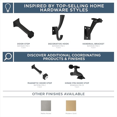Franklin Brass Classic Edge 3 in. (76 mm) Handrail Bracket in Matte Black (4-Pack), B47253D-FB-C - color: Matte Black
