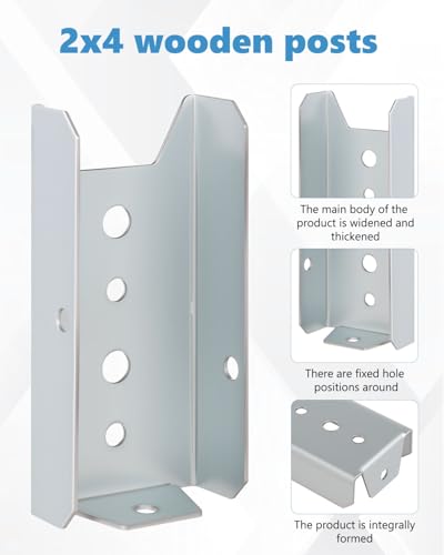 100 Pack 2x4 Fence Brackets for Wood Rail, 18 Gauge