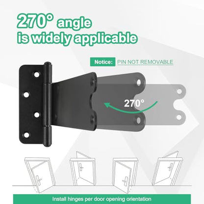 6“ Gate Hinges,280 Lbs Capacity, Matte Black,2 Pack Heavy Duty Hinge - size: 6“-2 pcs-U-Matte Black