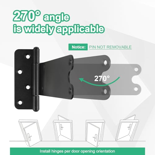 6“ Gate Hinges,280 Lbs Capacity, Matte Black,4 Pack Heavy Duty Hinge - size: 6“-4 pcs-U-Matte Black