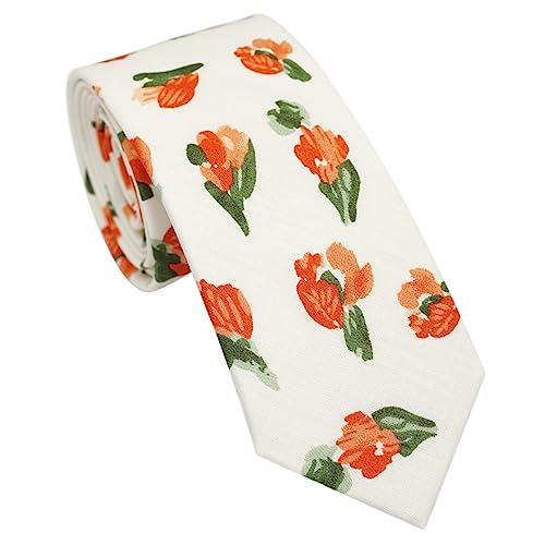 Cotton 2.5-Inch Skinny Floral Tie and Pocket Square Set for Men - color: 12