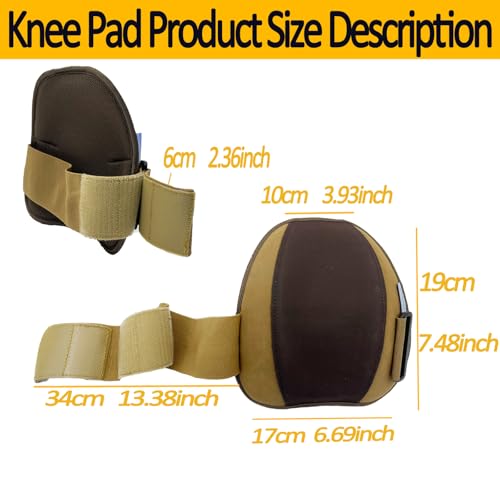 Work Knee Pads Made of Genuine leather and Durable Rubber Thick EVA Foam Cushion| Suitable for Mechanical Repairs and Yard Work |With Adjustable Straps Brown - color: Brown US