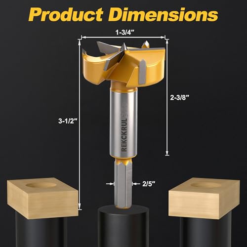 1-3/4" | 44.5mm Triple Flute Tungsten Carbide Forstner Drill Bit (Hex) - size: 1-3/4" | 44.5mm
