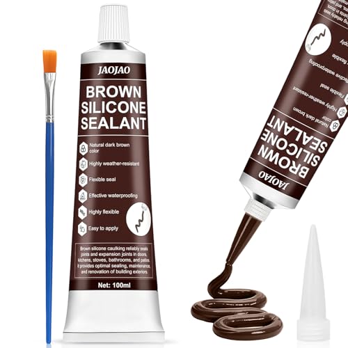 JAOJAO Brown Silicone Caulk, Waterproof & Flexible, Easy to Squeeze Tube - color: Brown