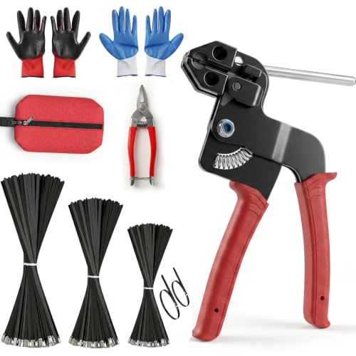 Metal Zip Tie Tool: Stainless Steel Cable Tie Gun Kit with 300 Zip Ties