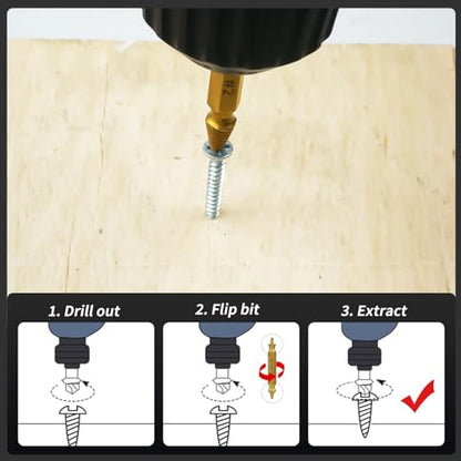 RENYU 6pcs Damaged Screw Extractor Kit, HSS 4341, 4-Flute
