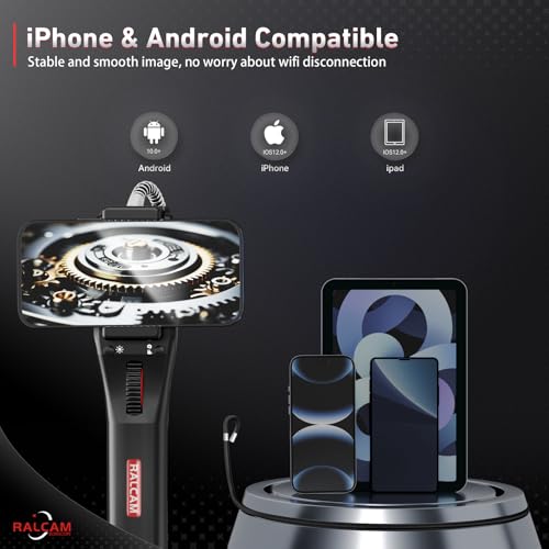 Ralcam Two-Way 210° Articulating Borescope Compatible with iPhone & Android