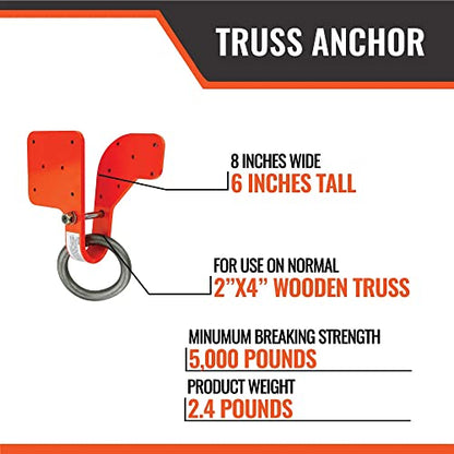 Malta Dynamics Made in US Truss Anchor for 2" x 4" Wooden Truss with Included Fastener Screws and Rotating Alloy Steel Attachment Point
