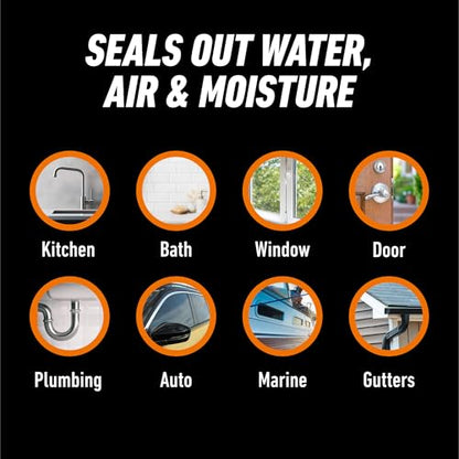 Gorilla 100% Silicone Waterproof Caulk, Clear, 10 oz Cartridge - color: Clear, size: 10oz