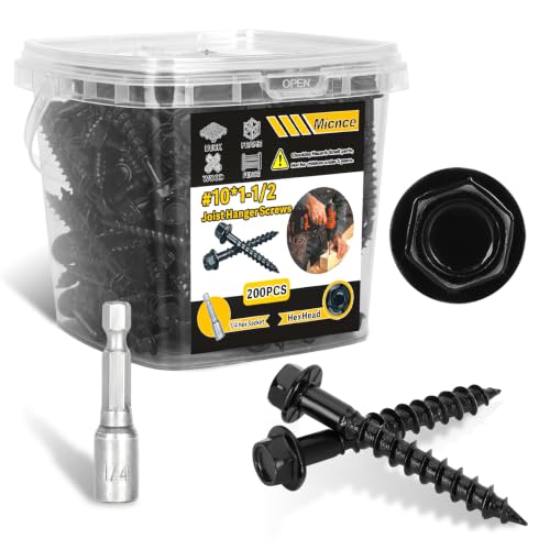 #10 x 1-1/2" Black Joist Hanger Screws-200 Count, SD Connector Screws - color: Black Galvanized, size: #10 1-1/2''