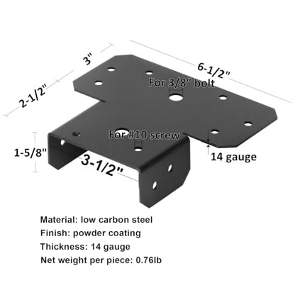 8 Pcs 4x4 Black T Shape Post and Beam Connector, Pergola Post Cap Bracket - size: 4x4