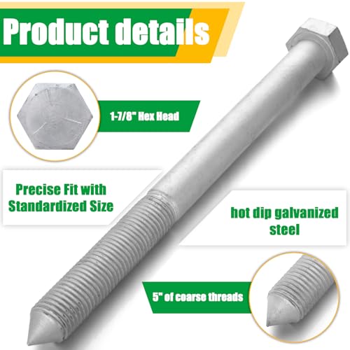 1 Pc Treehouse Lag Bolt Hot Dip Galvanized Hex Head Lag Screws for Treehouse Brackets Hardware Deck Construction Wood Framing Heavy Duty (1.25 x 15 Inch) - size: 1.25 x 15 inch
