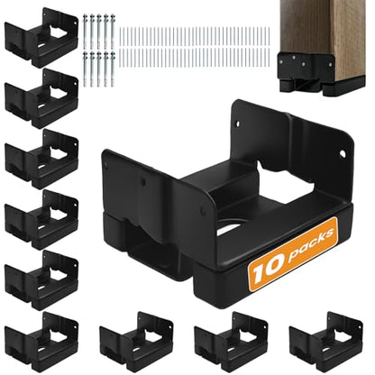 10PCS 4x4 Post Base for Concrete Adjustable Heavy Duty Black E-Coated - color: Black, size: 4X4