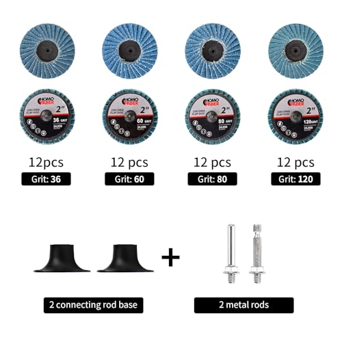 HOMO FABER 50Pcs Die Grinder Sanding Discs, 2 Inch Flap Discs Roll Lock - size: 2 Inch
