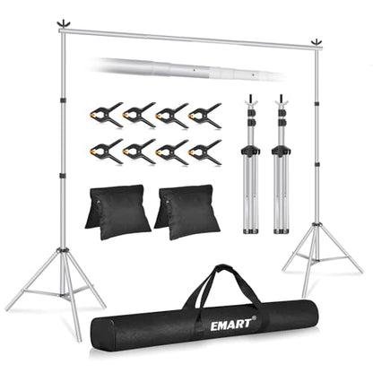 EMART Backdrop Stand 10x7FT Adjustable Back Drop Stand for Party -Silver - color: Sliver, size: 10x7ft