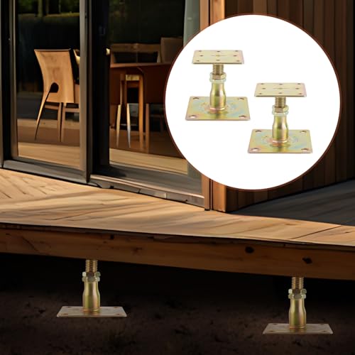 4 Pack Adjustable Floor Jack,Mini Screw Jack,Post Floor Joist Jacks,Adjustable Deck Support,Floor Jack Post,Deck Foundation,for Leveling Joist,Floor,Galvanized,2"-3" Range of Adjustment
