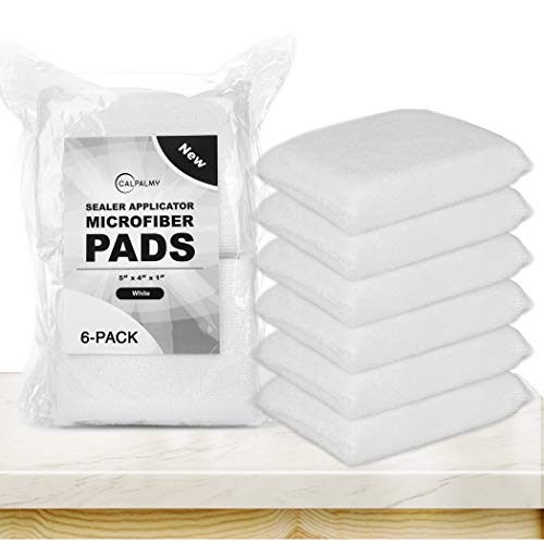 Professional Microfiber Sealer Applicator Pad – The Perfect Tool to Apply Sealer to All Natural Stone and Tile Like Marble, Granite, Concrete & Slate (White) - color: White, size: 6 Pads