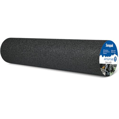 Extra Wide 24in x 40ft Black Anti Slip Tape, 80 Grit Waterproof Non Skid Grip Tape Roll for Ramps, Decks, Boat Decks, Warehouse Floors, Garages, Indoor & Outdoor Use - size: 24'' x 40 FT
