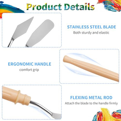 4 Pcs Palette Knife, #3 Pointed Head Spatula, Plastic Handle
