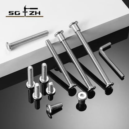 1/4-20 x 3/8" 20Pcs Flat Head Hex Socket Cap Screws Bolts Barrel Nuts Kit, 304 Stainless Steel 18-8, Full Thread by SG TZH (with Hex Spanner) - color: Silver, size: 1/4-20 x 3/8"