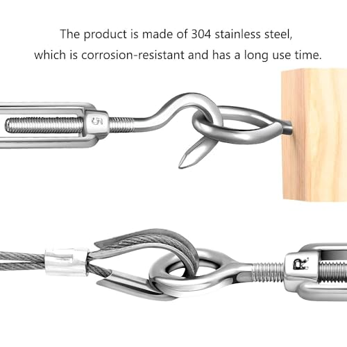 TooTaci 10 Pack M5 Turnbuckle, 304 Stainless Steel Turnbuckle Hook and Eye - size: M5 OC-10Pcs