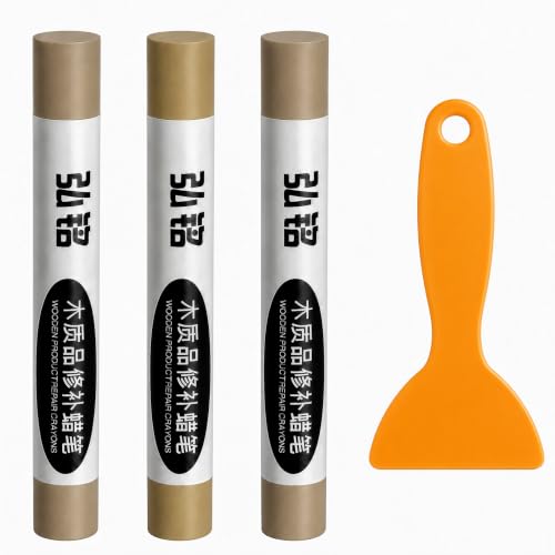 3 Colors Wood Filler Sticks, Yellow Oak Series, with Scraper - color: Yellow Oak Series