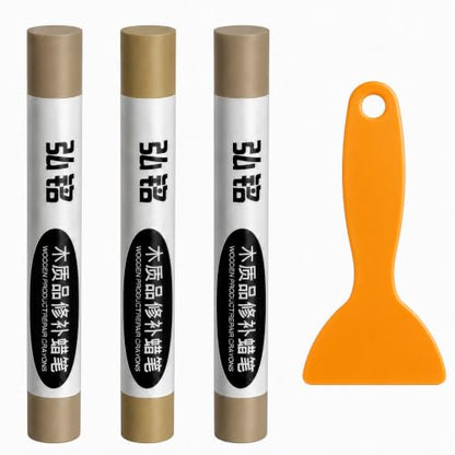 3 Colors Wood Filler Sticks, Yellow Oak Series, with Scraper - color: Yellow Oak Series