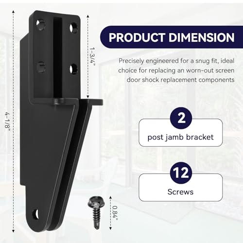 2 Pack N349-324 Screen Door Jamb Bracket for Door Closer Plastic Hardware Replacement Post Jamb Bracket for Screen/Storm Door Closer Bracket Repair Kit for Use with V1709 & V1346 Door Closers Black