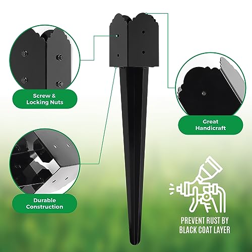 24"x4"x4" Heavy Duty Fence Post Anchor Ground Spike, Black, 6-Pcs,S2 - color: 6 Pack, size: 24''x4''x4'' Style B
