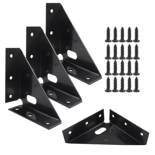 85mm Corner Brace Brackets, 4Pcs, Black - size: 85mm