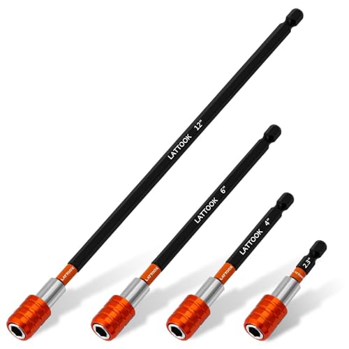 4-Pieces Drill Bit Extension Set (2-3/8", 4", 6", 12'' Long)